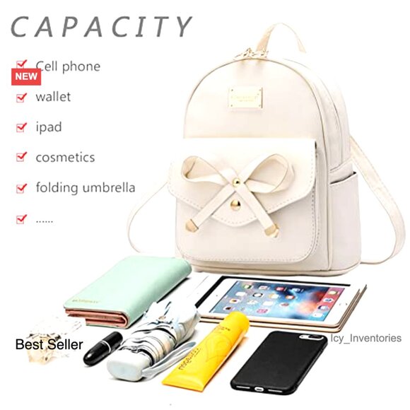 Mini Leather Backpack Cute Bowknot Chic Fashion Daily Purse for Women main image 7